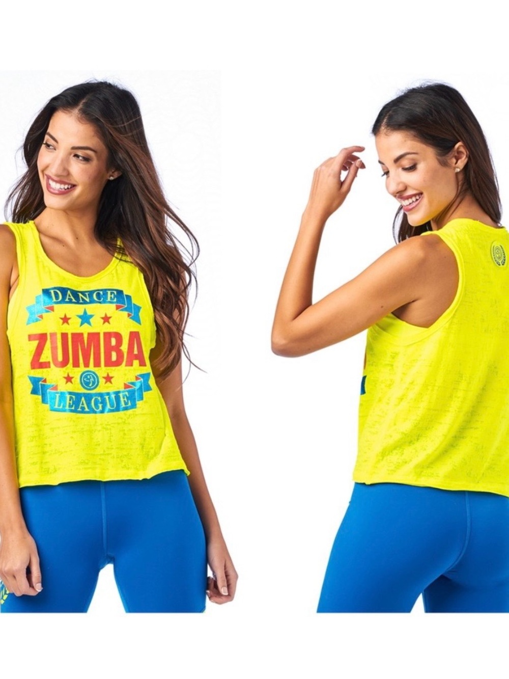 Zumba Fitness Neon Yellow Graphic Muscle Tee